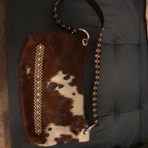 Swarovski crystal cowhide shoulder purse